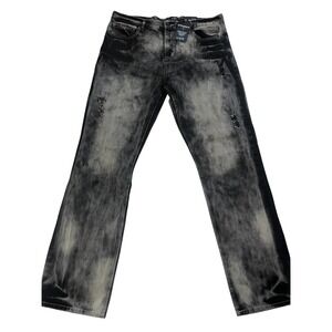 Rocawear Mens Baggy Jeans Size 40x35 Black Wash Straight Fit Distressed New Y2K
